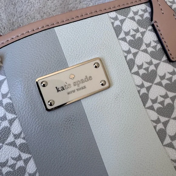 Kate Spade Gray White and Tan Patterned Tote Bag Purse - Picture 9 of 10